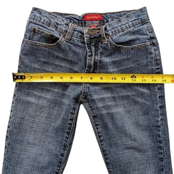 Bebe Size 25 Vintage Skinny Stretch Jeans Rouched leg - Picture 3 of 8